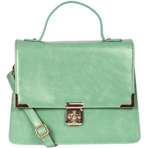 Handbag Heaven Lauren Ladylike Satchel Bag Purse in Mint Green NWOT MSRP $89